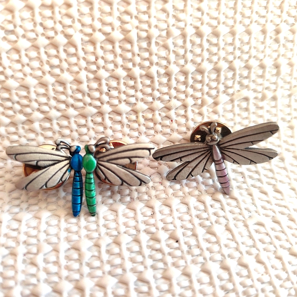 Set of 3 Dragonfly pewter pins